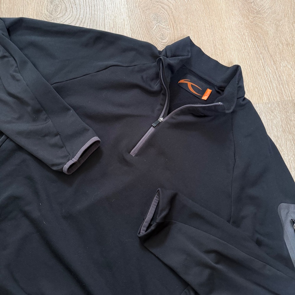 Kjus Quarter Zip Pullover Men‎ Size 52 Black Performance Mid Layer Bicep Pocket